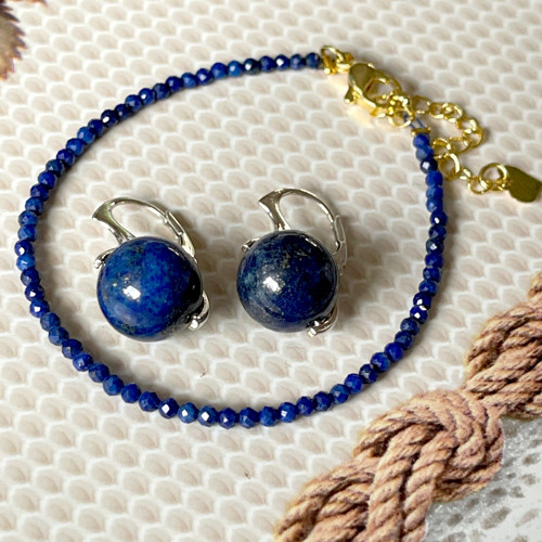 Náramek broušený lapis lazuli - lazurit — foto 6