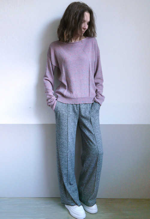 Kašmírový pulover ružový tweed — foto 3