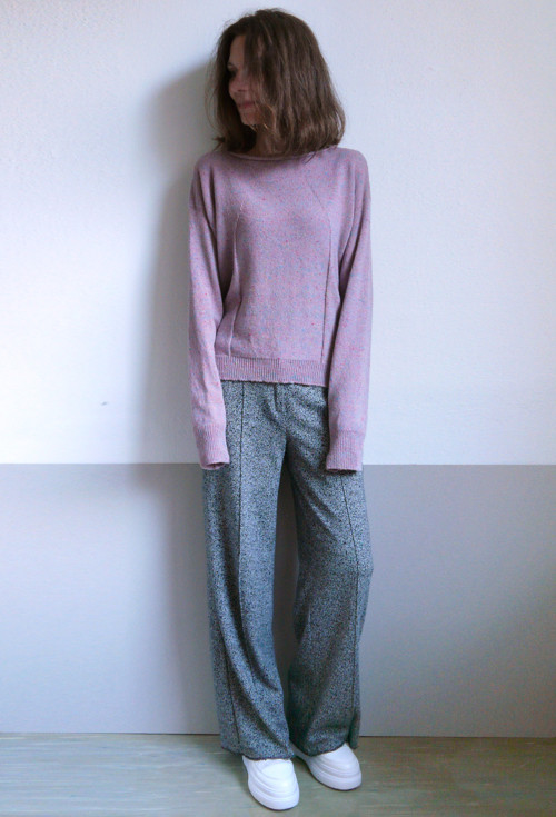Kašmírový pulover ružový tweed — foto 6