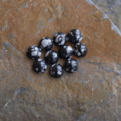 Obsidián vločkový , kabošon 6mm, č.2498 — foto 2