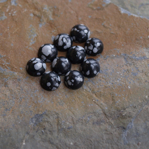 Obsidián vločkový , kabošon 6mm, č.2498 — foto 3