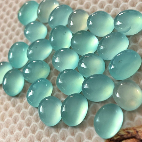 Chalcedon aqua kabošon ovál / 10x8mm — foto 5