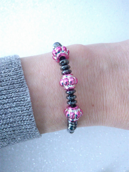 Náramek KVĚT pink*hematit — foto 2
