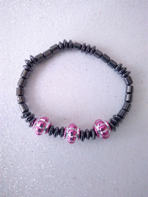 Náramek KVĚT pink*hematit — foto 5