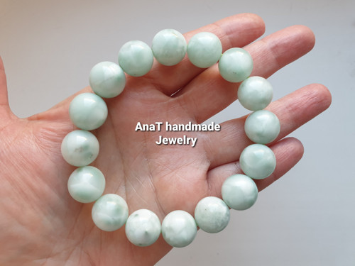 Náramek larimar 13mm kuličky — foto 4