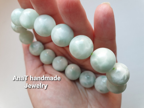 Náramek larimar 13mm kuličky — foto 3