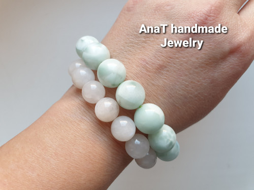 Náramek larimar 13mm kuličky — foto 5