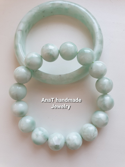 Náramek larimar 13mm kuličky — foto 2