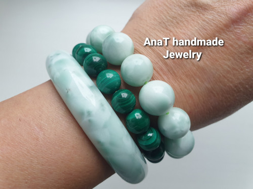 Náramek larimar 14mm kuličky — foto 5