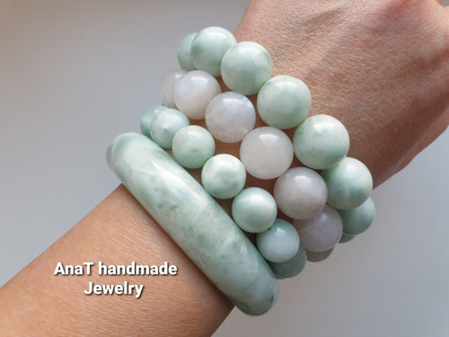 Náramek larimar 14mm kuličky — foto 3