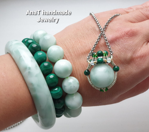 Náramek larimar 14mm kuličky — foto 6
