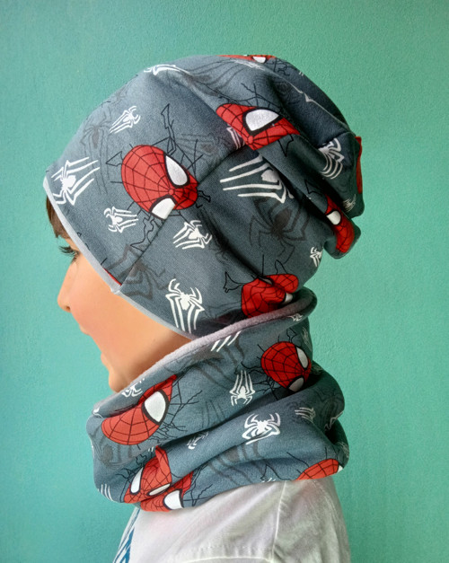 Čepice, nákrčník Spiderman šedý — foto 2