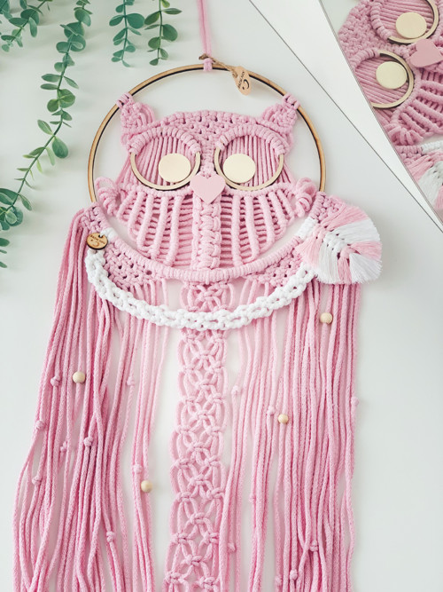 Sova macramé závěsná dekorace — foto 3