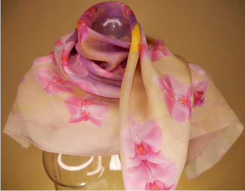 Orchidea - hedvábný šátek — foto 3