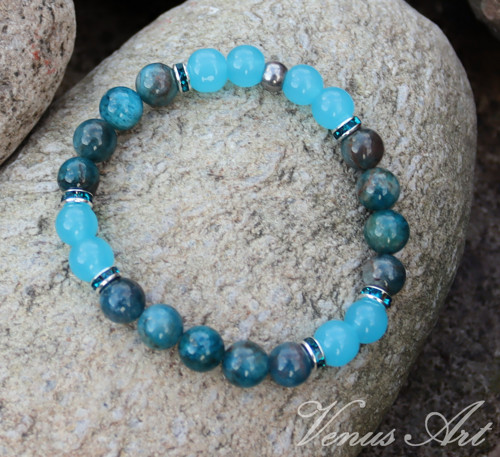 Náramek Apatit, Chalcedon Aqua — foto 2