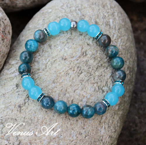 Náramek Apatit, Chalcedon Aqua — foto 3
