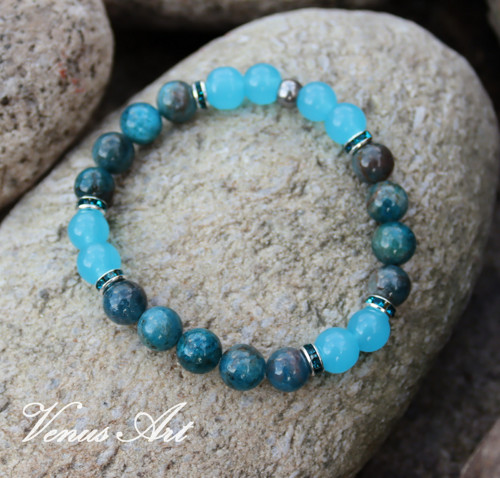Náramek Apatit, Chalcedon Aqua — foto 4