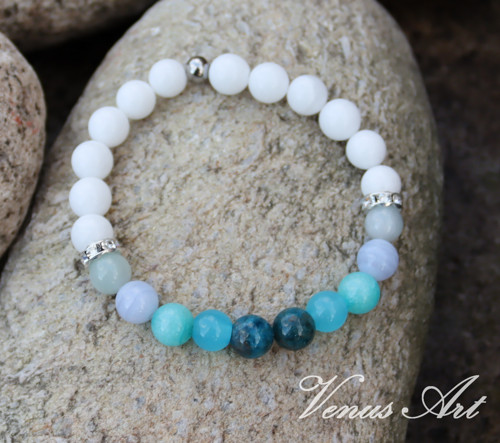 Náramek Jadeit,Akvamarín,Amazonit, Chalcedon,... — foto 3