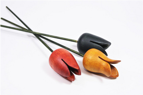 Dřevěné tulipány s vázičkou - barevné — foto 2