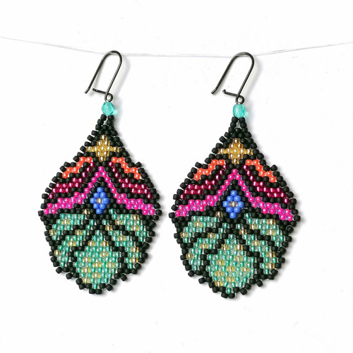 Abstract Flower Dangle Beaded Earrings — foto 5