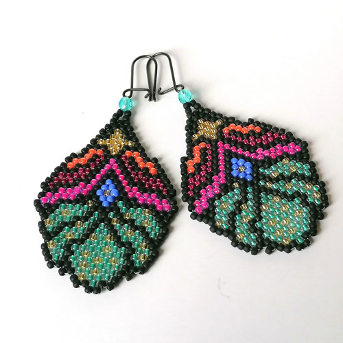 Abstract Flower Dangle Beaded Earrings — foto 6