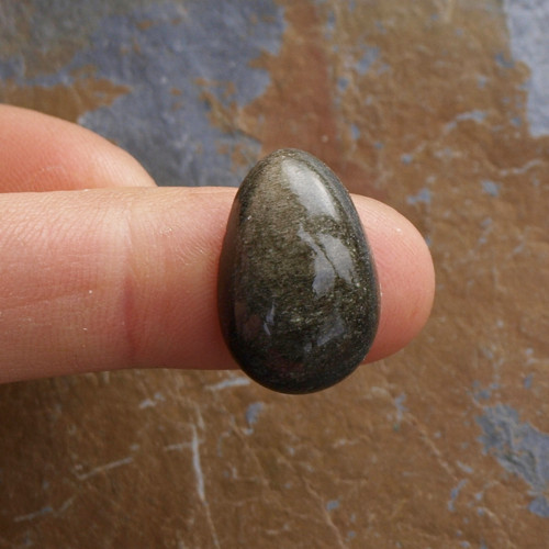 Obsidián stříbrný, kabošon č. 2514 — foto 6