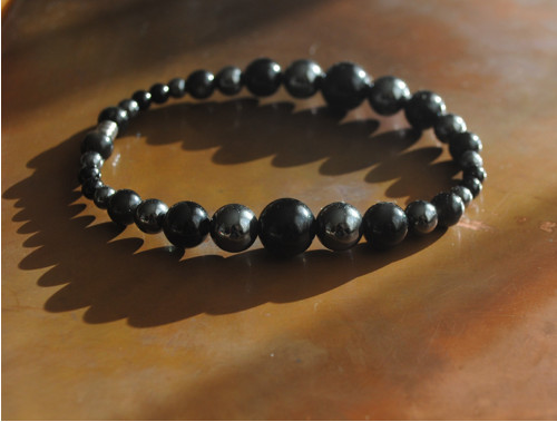Náramek - duhový obsidián a hematit — foto 2