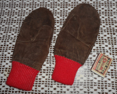 Dětské kožené RUKAVICE, palčáky, úplet — foto 2