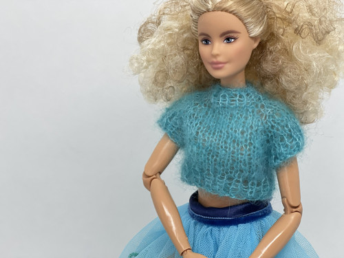 Top pro BARBIE mohér/hedvábí tyrkysová — foto 4