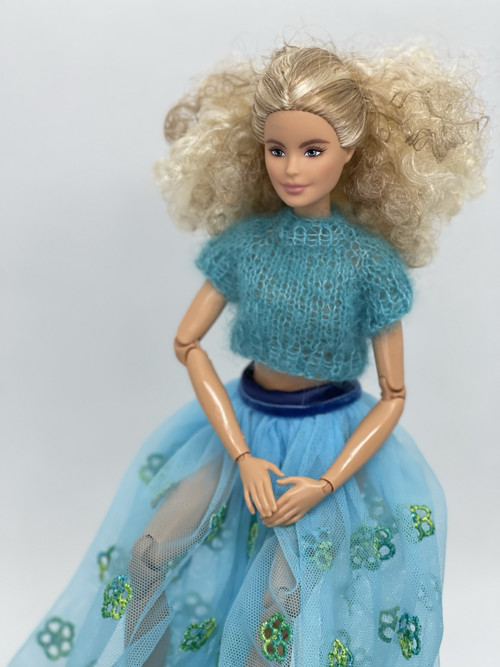 Top pro BARBIE mohér/hedvábí tyrkysová — foto 5