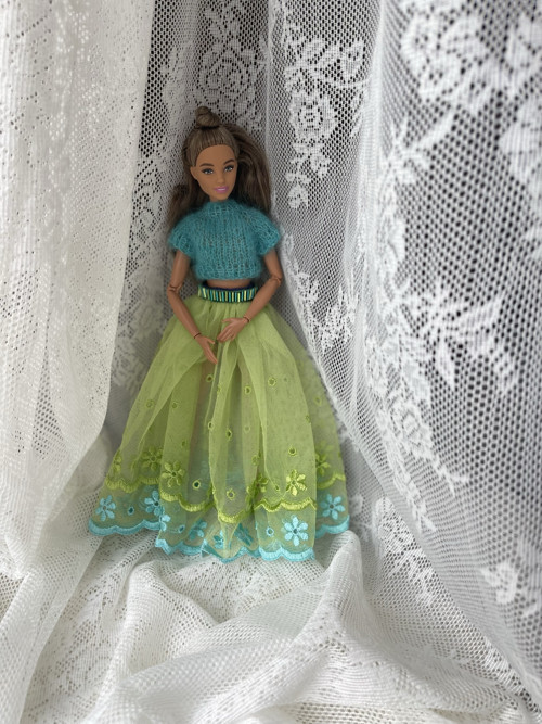Top pro BARBIE mohér/hedvábí tyrkysová — foto 2