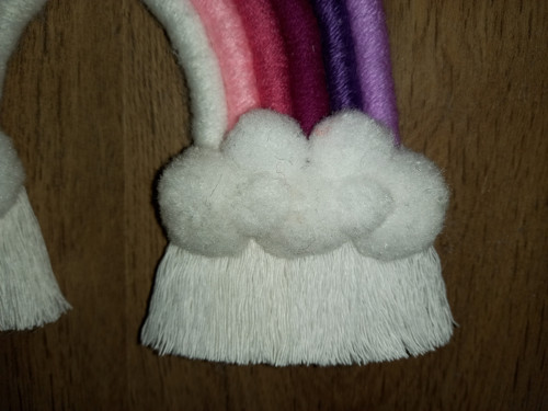 Macramé duha Ø 20 cm - Červánkový most s obláčky — foto 2