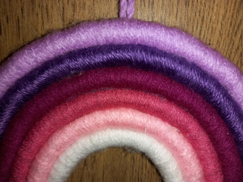 Macramé duha Ø 20 cm - Červánkový most s obláčky — foto 6