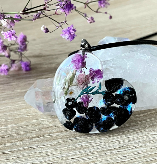 Náhrdelník "Obsidián s květy" — foto 3