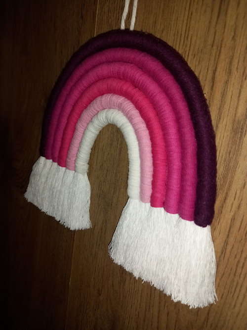 Macramé duha Ø 20 cm - Růžový most do nebe — foto 3