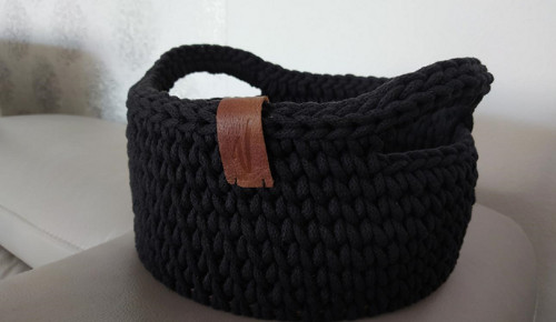 HÁČKOVANÝ KOŠÍK S UCHY PRŮMĚR 27 CM — foto 3