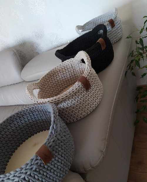HÁČKOVANÝ KOŠÍK S UCHY PRŮMĚR 27 CM — foto 6