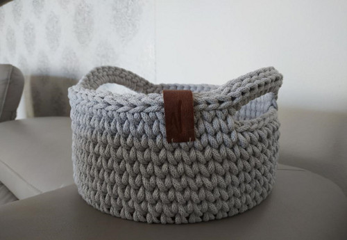 HÁČKOVANÝ KOŠÍK S UCHY PRŮMĚR 27 CM — foto 5