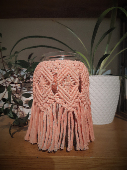 Lucerna / váza macramé lososová — foto 2