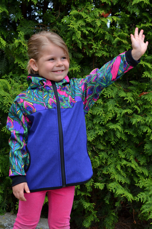 Dětská bunda - softshell -modrofialová/paví pera — foto 4