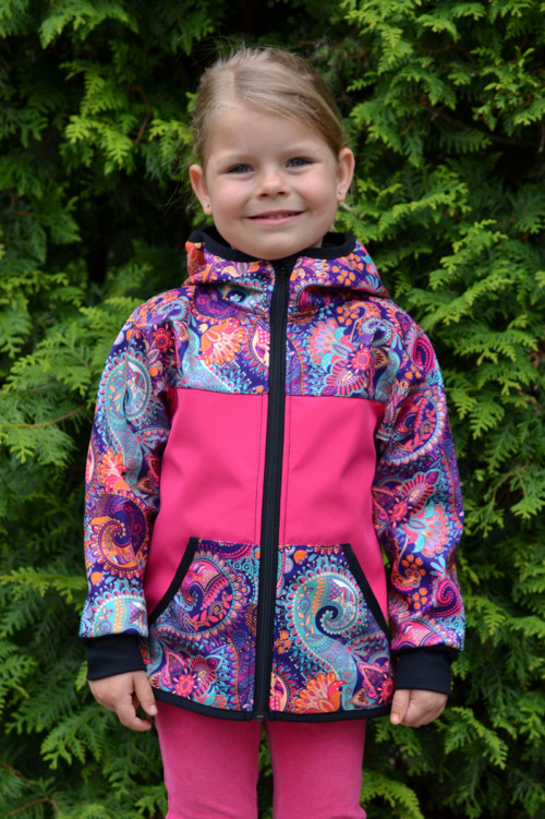 Dětská bunda - softshell -malina/ornamenty — foto 2