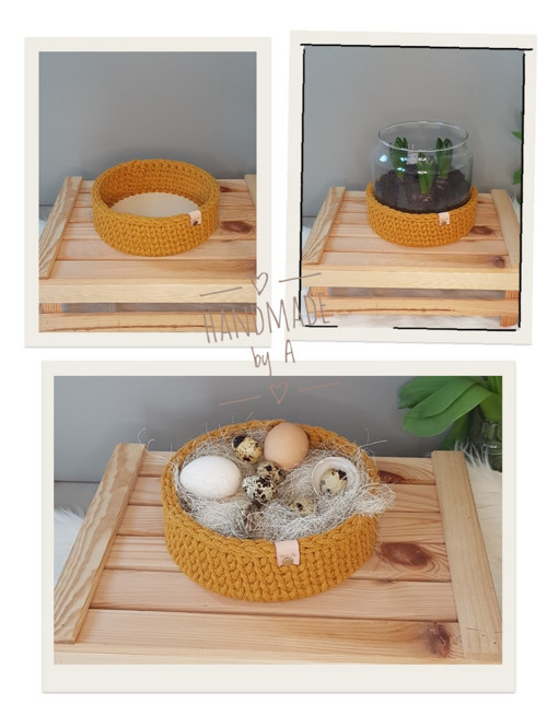 Háčkovaný košíček Mustard — foto 4