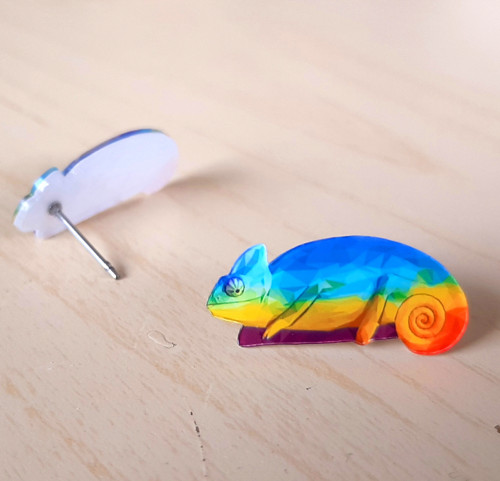 CHAMELEON - puzetové náušnice, chir. ocel — foto 3