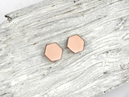 585/1000 zlaté náušnice Hexagon — foto 3
