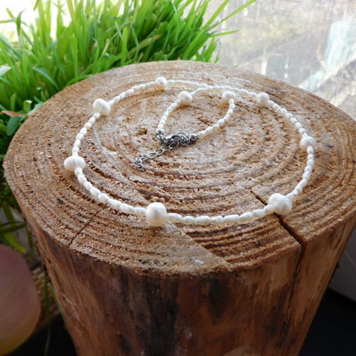 Náhrdelník- Pravé bílé perličky a perly — foto 2