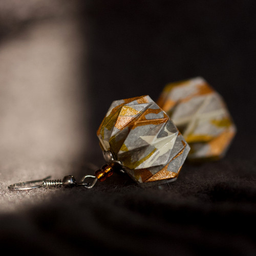 Origami náušnice – zlatí jeřábi — foto 5