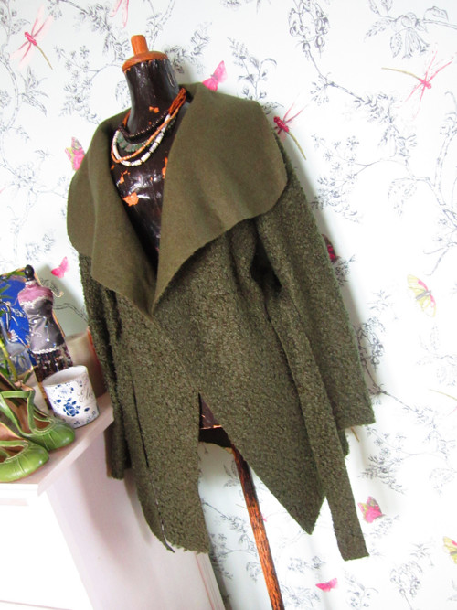 Kardigan wrap olivový — foto 4
