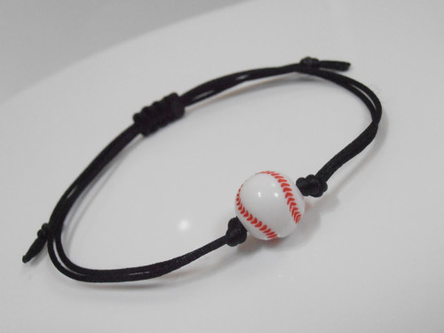 "Baseball" - černý saténový náramek — foto 3