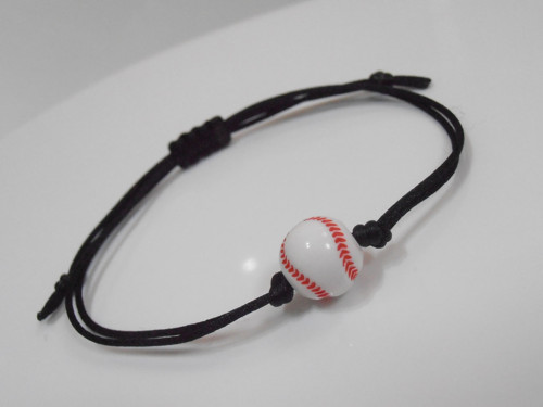 "Baseball" - černý saténový náramek — foto 4