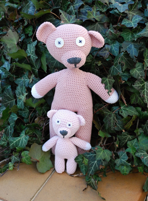 Háčkovaný medvídek Mr Bean Teddy a malý medvidek — foto 2